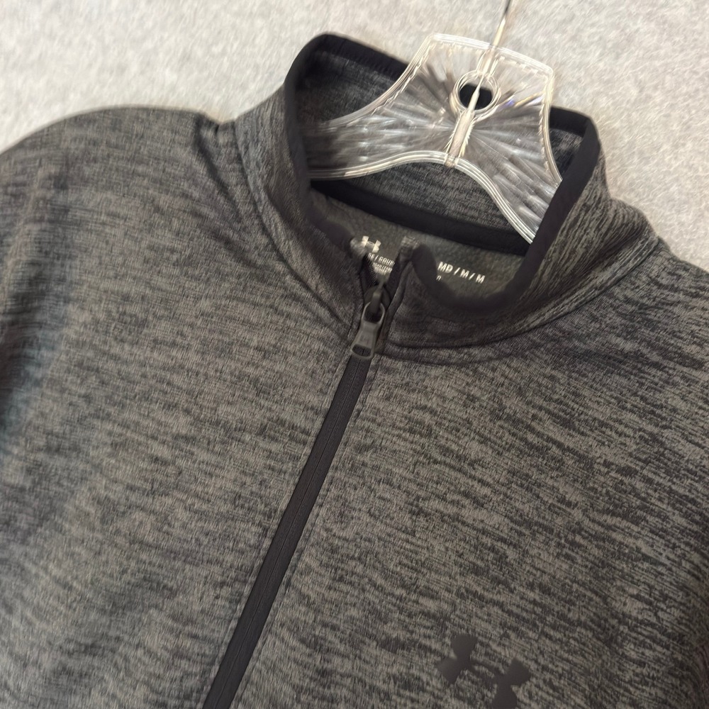 Under Armour 1/4 Zip Pullover Mens Medium Gray Space Dye Fleece Loose Sweater